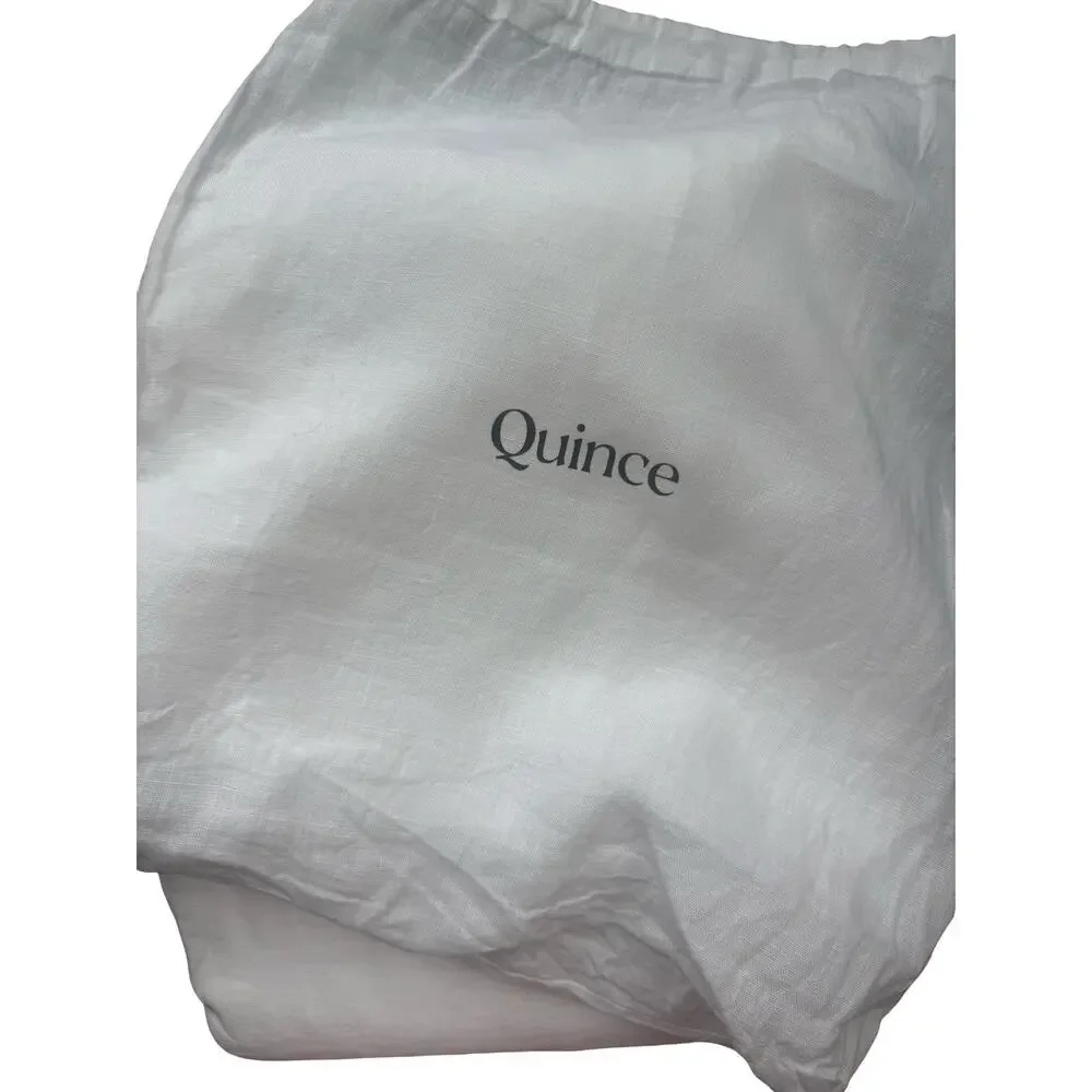 Quince European Linen Piped Duvet Cover Full Queen White Cherry NWOT Linen